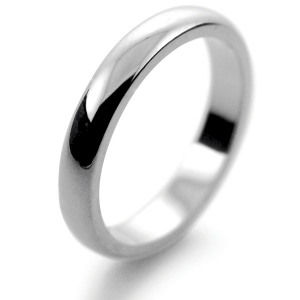D Shaped Platinum 3mm Heavy Wedding Ring 